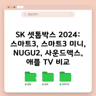 SK 셋톱박스 2024: 스마트3, 스마트3 미니, NUGU2, 사운드맥스, 애플 TV 비교