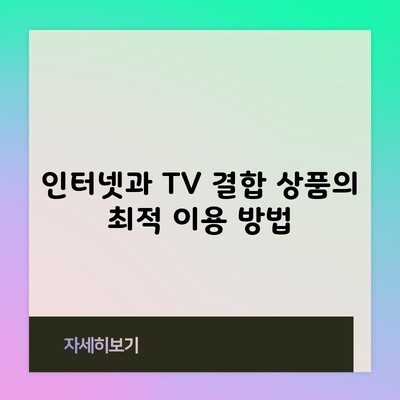 인터넷과 TV 결합 상품의 최적 이용 방법