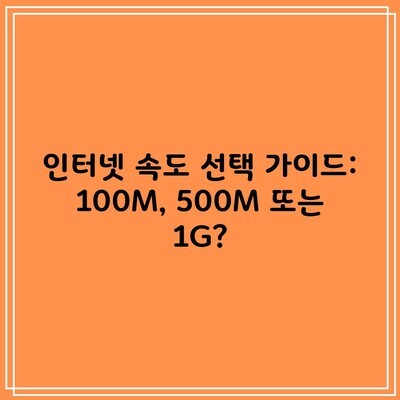 인터넷 속도 선택 가이드: 100M, 500M 또는 1G?