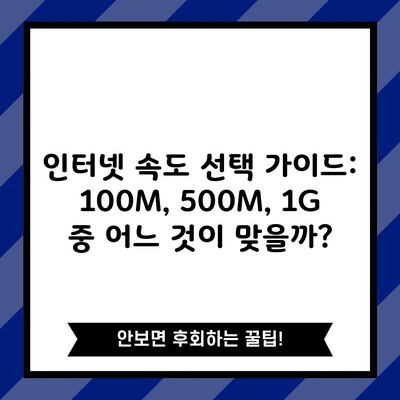 인터넷 속도 선택 가이드: 100M, 500M, 1G 중 어느 것이 맞을까?