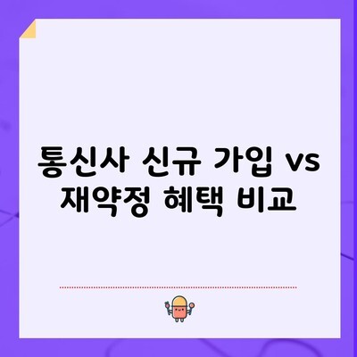 통신사 신규 가입 vs 재약정 혜택 비교