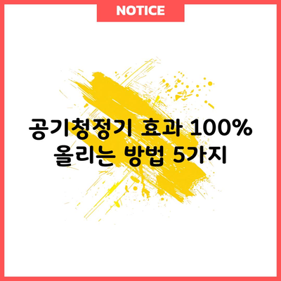 공기청정기 효과 100% 올리는 방법 5가지