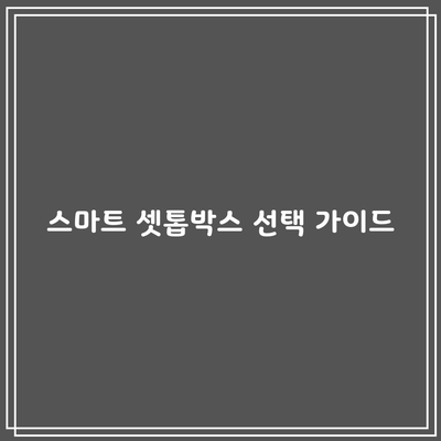 스마트 셋톱박스 선택 가이드