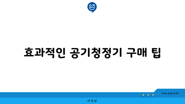 효과적인 공기청정기 구매 팁