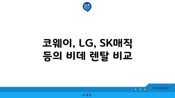 코웨이, LG, SK매직 등의 비데 렌탈 비교