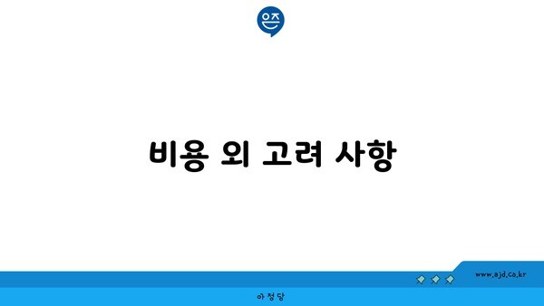 비용 외 고려 사항