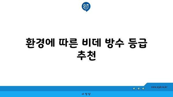 환경에 따른 비데 방수 등급 추천