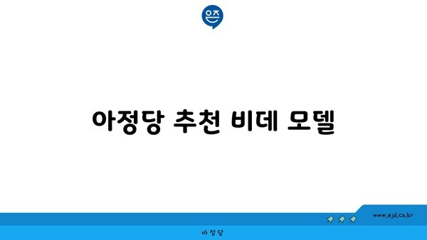 아정당 추천 비데 모델