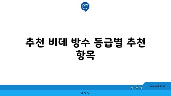 추천 비데 방수 등급별 추천 항목