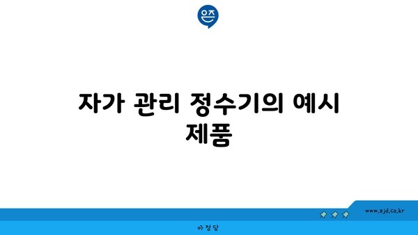 자가 관리 정수기의 예시 제품