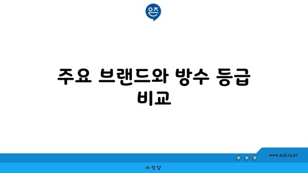 주요 브랜드와 방수 등급 비교