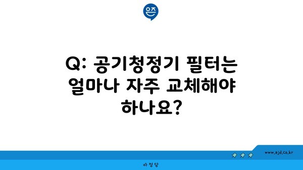 Q: 공기청정기 필터는 얼마나 자주 교체해야 하나요?