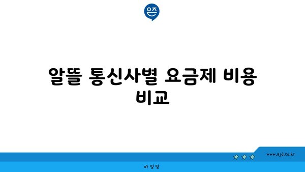 알뜰 통신사별 요금제 비용 비교