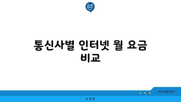 통신사별 인터넷 월 요금 비교