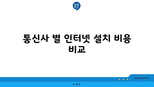 통신사 별 인터넷 설치 비용 비교