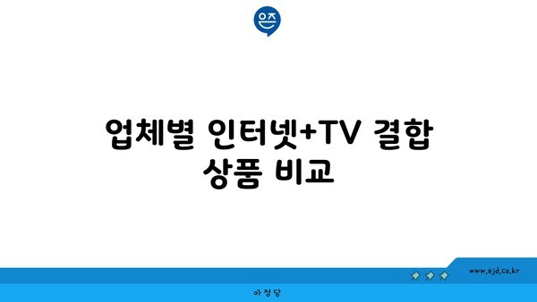 업체별 인터넷+TV 결합 상품 비교