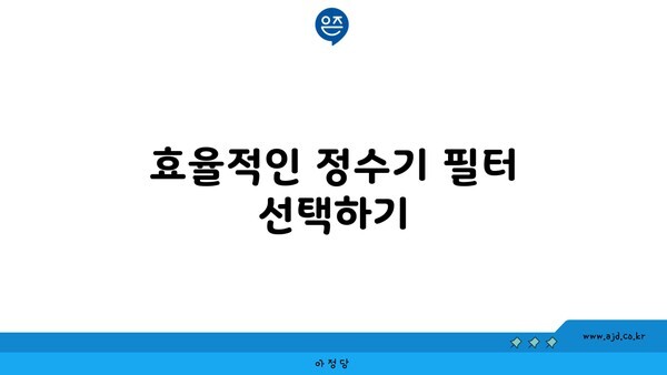 효율적인 정수기 필터 선택하기