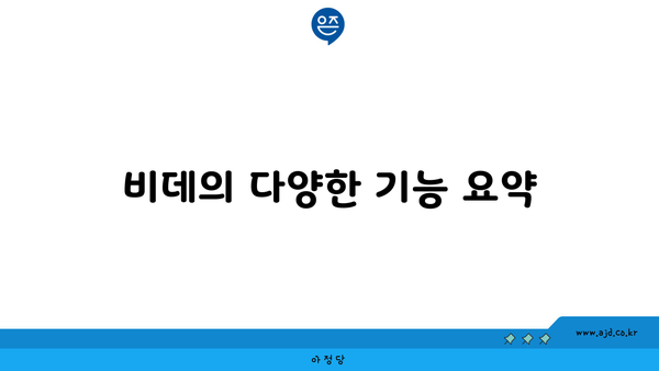 비데의 다양한 기능 요약