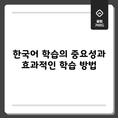 한국어 학습의 중요성과 효과적인 학습 방법