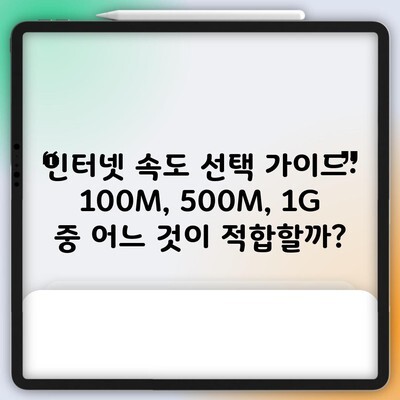 인터넷 속도 선택 가이드: 100M, 500M, 1G 중 어느 것이 적합할까?