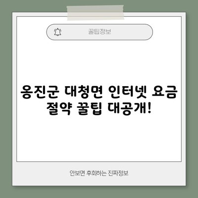 옹진군 대청면 인터넷 요금 절약 꿀팁 대공개!