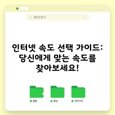 인터넷 속도 선택 가이드: 당신에게 맞는 속도를 찾아보세요!