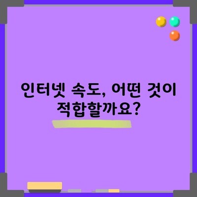 인터넷 속도, 어떤 것이 적합할까요?