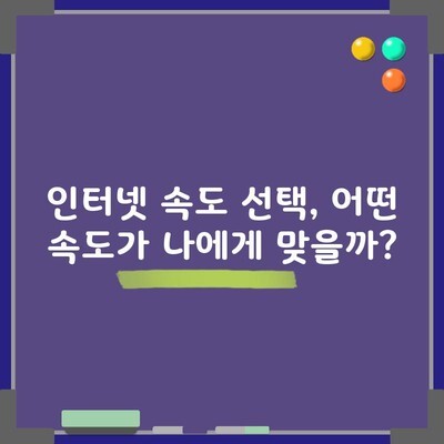 인터넷 속도 선택, 어떤 속도가 나에게 맞을까?