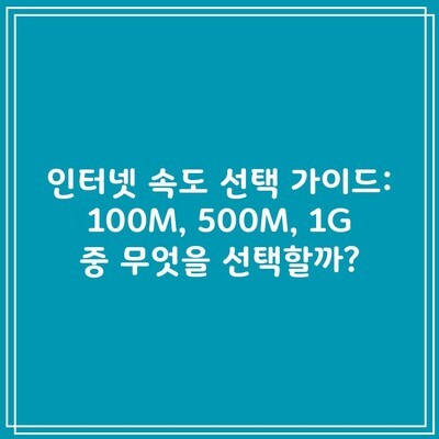 인터넷 속도 선택 가이드: 100M, 500M, 1G 중 무엇을 선택할까?