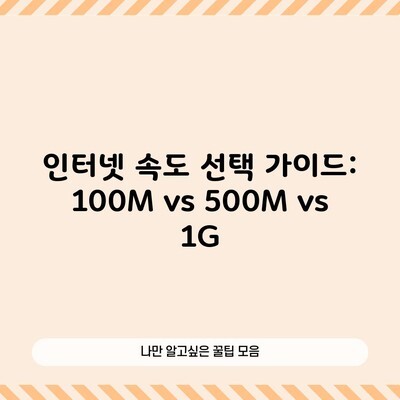 인터넷 속도 선택 가이드: 100M vs 500M vs 1G