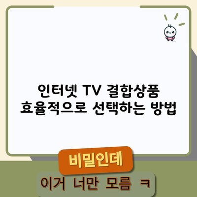 인터넷 TV 결합상품 효율적으로 선택하는 방법