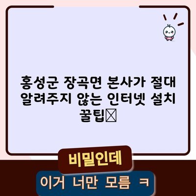 홍성군 장곡면 본사가 절대 알려주지 않는 인터넷 설치 꿀팁📌