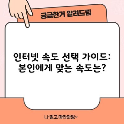 인터넷 속도 선택 가이드: 본인에게 맞는 속도는?