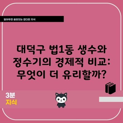 대덕구 법1동 생수와 정수기의 경제적 비교: 무엇이 더 유리할까?