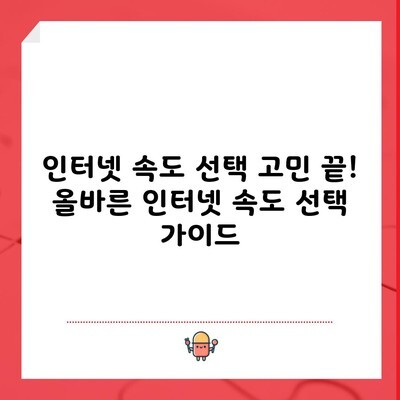 인터넷 속도 선택 고민 끝! 올바른 인터넷 속도 선택 가이드