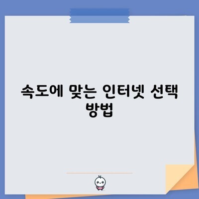 속도에 맞는 인터넷 선택 방법