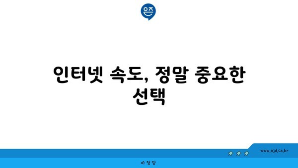 인터넷 속도, 정말 중요한 선택