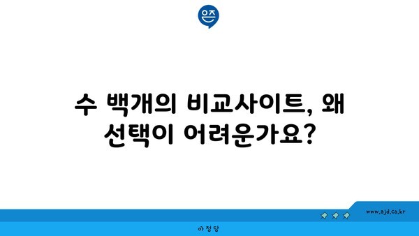 수 백개의 비교사이트, 왜 선택이 어려운가요?