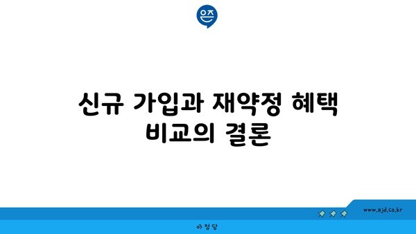 신규 가입과 재약정 혜택 비교의 결론