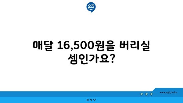 매달 16,500원을 버리실 셈인가요?