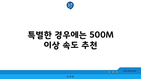 특별한 경우에는 500M 이상 속도 추천