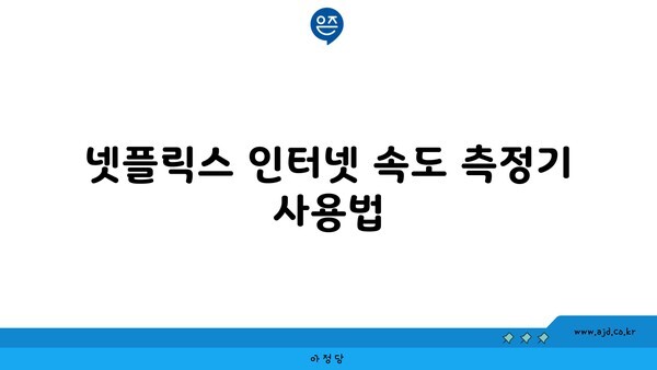 넷플릭스 인터넷 속도 측정기 사용법