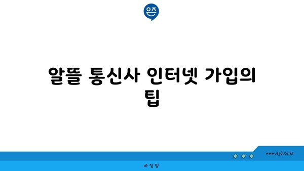 알뜰 통신사 인터넷 가입의 팁