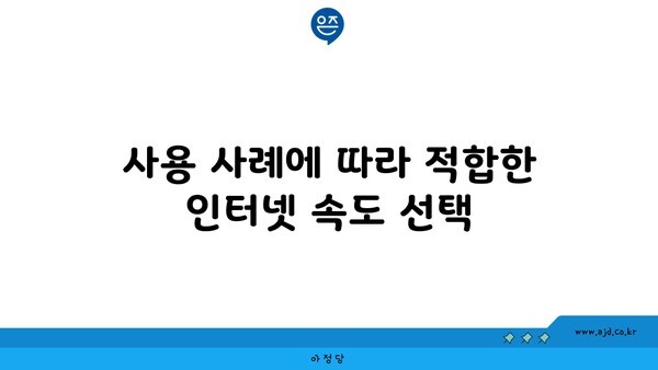 사용 사례에 따라 적합한 인터넷 속도 선택