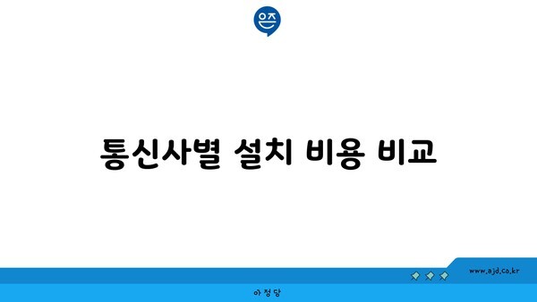 통신사별 설치 비용 비교