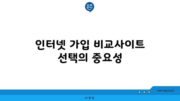 인터넷 가입 비교사이트 선택의 중요성