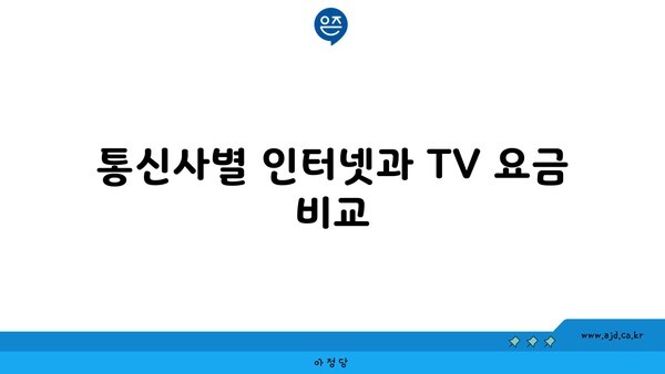 통신사별 인터넷과 TV 요금 비교