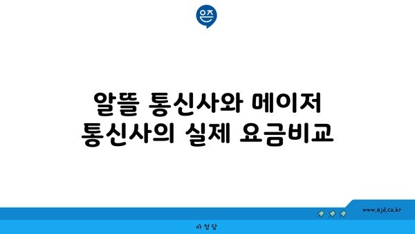 알뜰 통신사와 메이저 통신사의 실제 요금비교