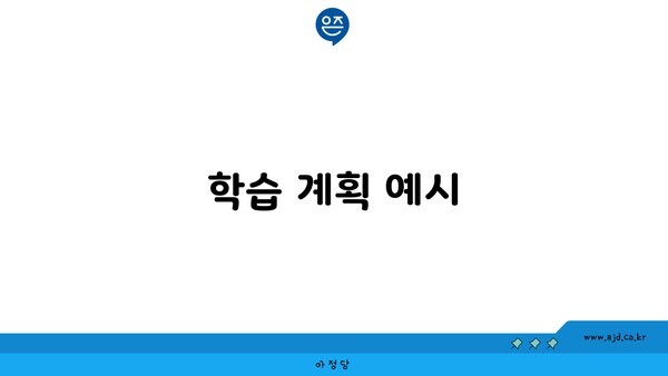 학습 계획 예시