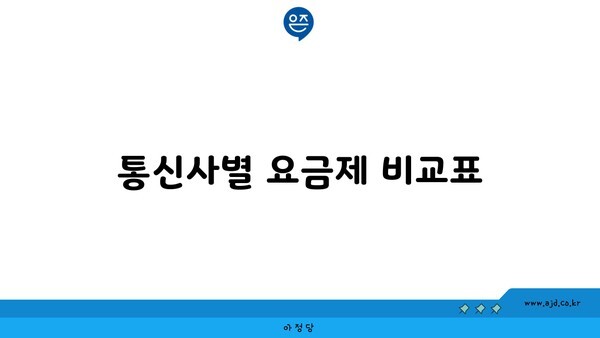 통신사별 요금제 비교표